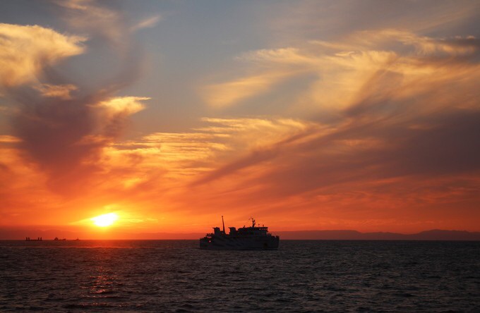 傍晚去伊势湾游船，这边日落真的是超美，所以游船可以选在5:30这一艘船