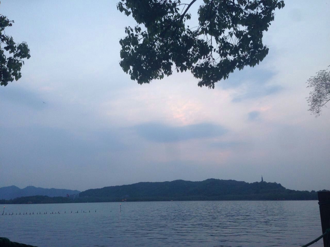 很大，很美，坐着小船在西湖上游荡，远离了人声鼎沸的湖边，感觉真的静了下