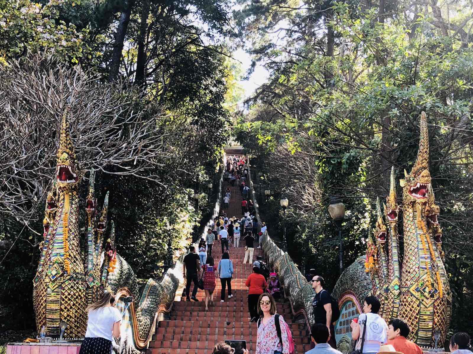 双龙寺建筑金碧辉煌 在阳光下越发显得灿烂 走过上山的阶梯 就到达双龙寺